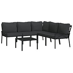 Avis Maison Chic Salon de jardin 6 pcs + coussins - Mobilier/Meubles de jardin - Table et chaises d'extérieur gris acier -MN94485