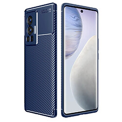 Coque en TPU antichoc, fibre de carbone ultra-mince, anti-chute bleu pour votre Vivo X70 Pro