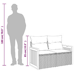 vidaXL Canapé de jardin avec coussins 2 places noir résine tressée pas cher