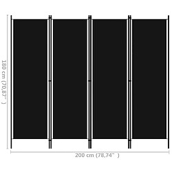 vidaXL Cloison de séparation 4 panneaux Noir 200x180 cm pas cher