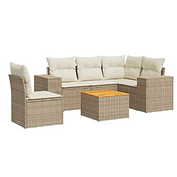 vidaXL Salon de jardin avec coussins 6 pcs beige résine tressée