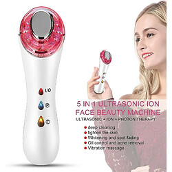 Chrono Appareil de beauté de massage de thérapie de photon pour éliminer les rides de la cellulite grasse à ultrasons appareil de cavitation de micro-courant raffermissant de levage du visage(Blanc)