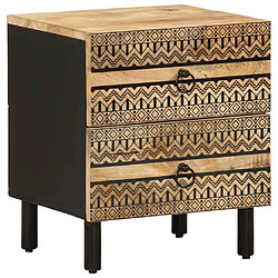 vidaXL Table de chevet noir 40x33,5x46 cm bois de manguier massif brut