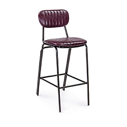 Mes Chaise de bar 44x51x100 cm en PU bordeaux et acier noir