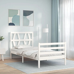 Maison Chic Cadre/structure de lit avec tête de lit pour adulte - Lit Moderne Chambre blanc simple bois massif -MN83407