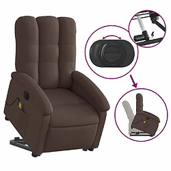 Maison Chic Fauteuil Relax pour salon, Fauteuil inclinable de massage électrique Marron foncé Tissu -GKD40550 pas cher