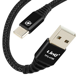 LinQ Câble USB ver USB C Nylon Tressé 1.5m Charge et Transfert de Fichiers Noir