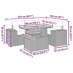 vidaXL Salon de jardin 5 pcs avec coussins gris résine tressée pas cher