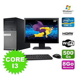 Lot PC Tour DELL 3010 MT I3-2120 Graveur 8Go 500Go HDMI Wifi W7 + Ecran 22" - Occasion