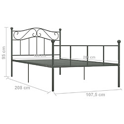 vidaXL Cadre de lit sans matelas gris métal 100x200 cm pas cher