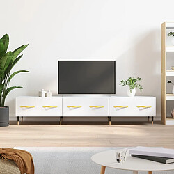 vidaXL Meuble TV blanc brillant 150x36x30 cm bois d'ingénierie