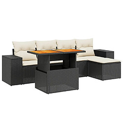 Maison Chic Ensemble Tables et chaises d'extérieur 6pcs avec coussins,Salon de jardin noir résine tressée -GKD281466