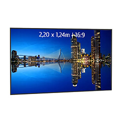 Kimex Ecran de projection sur cadre 2,20 x 1,24m - Format 16:9 - Cadre extra-fin