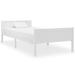 Maison Chic Lit adulte - Lit simple Cadre de lit,Structure du lit Contemporain Bois de pin massif Blanc 100x200 cm -MN15346