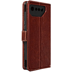 Avizar Housse pour Asus Rog Phone 7 Cuir Véritable Porte-carte Support Vidéo Marron