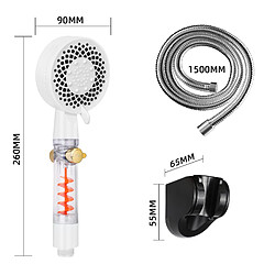 NETTLIFE Pommeau de douche rond blanc, douchette à main à économie d'eau avec 5 jets, douchette à main augmentant la grande pression, avec bouton pour régler le débit d'eau, douche économe en énergie avec tuyau de 1,5 m pas cher