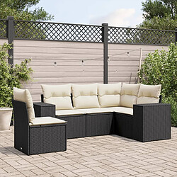 Maison Chic Salon de jardin 5 pcs avec coussins | Ensemble de Table et chaises | Mobilier d'Extérieur noir résine tressée -GKD67319