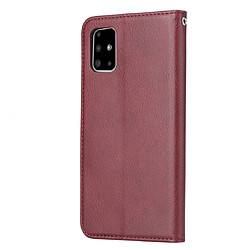 Avis Wewoo Housse Coque Pour Galaxy A51 Knead Skin Texture en cuir à rabat horizontal avec cadre photo et support et fentes cartes et portefeuille vin rouge