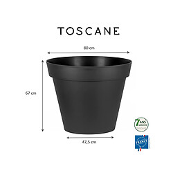 Pot de fleur rond Toscane Ø 80 x H.66 cm Anthracite + Soucoupe - Eda