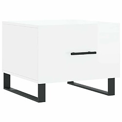 Maison Chic Lot de 2 Tables basses,Table Console pour salon blanc brillant 50x50x40cm bois d'ingénierie -MN35198 pas cher