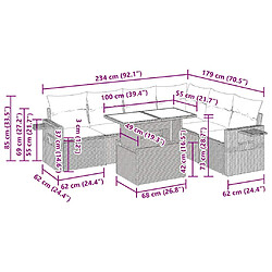 vidaXL Salon de jardin avec coussins 7 pcs gris clair résine tressée pas cher