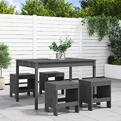 vidaXL Ensemble à manger de jardin 5pcs gris bois massif de pin