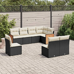 Maison Chic Salon de jardin 8 pcs avec coussins | Ensemble de Table et chaises | Mobilier d'Extérieur noir résine tressée -GKD10974