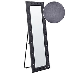 Beliani Miroir sur pied ANSOUIS Velours 150 cm Gris foncé