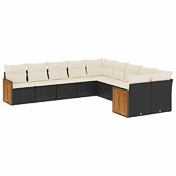 Maison Chic Salon de jardin 10 pcs avec coussins | Ensemble de Table et chaises | Mobilier d'Extérieur noir résine tressée -GKD75183