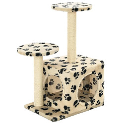 vidaXL Arbre à chat avec griffoir en sisal 60 cm Beige Motif de pattes