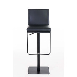 Decoshop26 Tabouret de bar x1 avec repose-pieds plaque de base carrée en métal noir assise en PVC noir 10_0005299