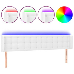 Maison Chic Tête de lit scandinave à LED,meuble de chambre Blanc 203x16x78/88 cm Similicuir -MN96396