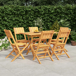 Salle à dîner de jardin 7 pcs,Table et chaise à manger Bois de teck solide -MN55765