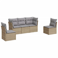 Maison Chic Salon de jardin avec coussins 5 pcs | Ensemble de Table et chaises | Mobilier d'Extérieur beige résine tressée -GKD86793