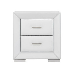 Avis Vente-Unique Table de chevet - 2 tiroirs - Simili blanc - CAPITOLE