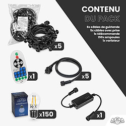 Acheter SkyLantern Guirlande Guinguette 50M Filament LED 150 Bulbes Dimmables Avec Variateur et Télécommande