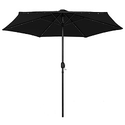 vidaXL Parasol de jardin avec lumières LED et mât en aluminium noir