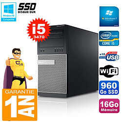 PC Tour DELL 7010 Core I5-3470 RAM 16Go Disque 960 Go SSD Wifi W7 - Occasion