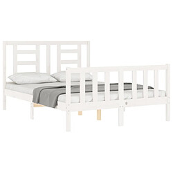 Acheter Maison Chic Cadre/structure de lit avec tête de lit pour adulte - Lit Moderne Chambre blanc 140x200 cm bois massif -MN91749