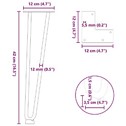 vidaXL Pieds de table en forme d'épingle à cheveux 4 pcs anthracite pas cher