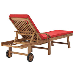 Helloshop26 Lot de 2 transats chaise longue bain de soleil lit de jardin terrasse meuble d'extérieur avec coussins bois de teck solide rouge 02_0012155 pas cher