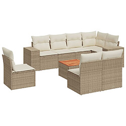 vidaXL Salon de jardin avec coussins 9 pcs beige résine tressée