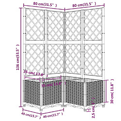 vidaXL Jardinière avec treillis Blanc 80x80x136 cm PP pas cher