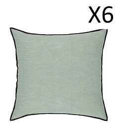 Pegane Lot de 6 coussin décoratif déhoussable en lin et coton coloris vert céladon - Longueur 45 x Profondeur 12 x Hauteur 45 cm