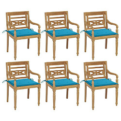 Maison Chic Lot de 6 Chaises Batavia avec coussins | chaises d'extérieur | Fauteuil Relax Bois de teck solide -GKD71200