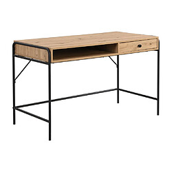 Vente-Unique Bureau avec 1 tiroir et 1 niche - MDF et métal - Coloris : Naturel et noir - LAROFI