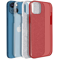 Avis Avizar Coque iPhone 13 Paillette Amovible Silicone Semi-rigide rouge