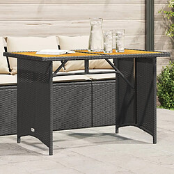 vidaXL Table de jardin et dessus en bois noir 110x68x70 cm poly rotin