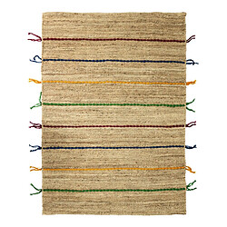 Thedecofactory COLOR JUTE - Tapis en jute avec tresses en laine multicolores 120x170 