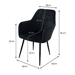 Ecd Germany Lot de 8 chaises de salle à manger fauteuil noir en velours pieds métalliques pas cher